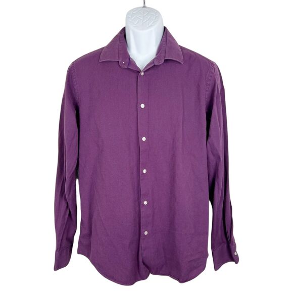 French Connection Dress Shirt Men 16 ½ Purple Long Sleeve Button Up Cotton - Picture 1 of 11